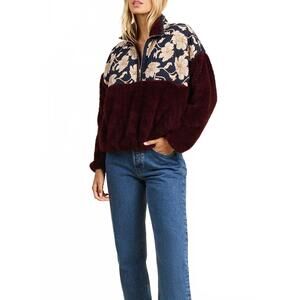 NEW TROVATA casey long sleeve pullover in viola nocturne